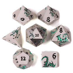 Eye of the Jade Dragon Metal RPG Dice Set | 7 Pieces
