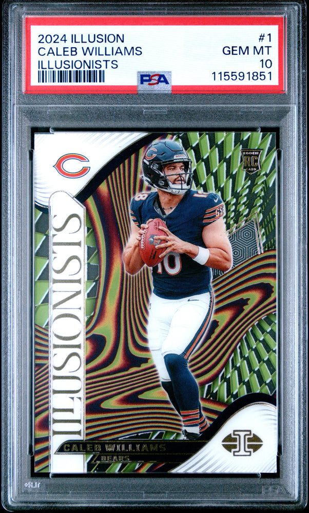 Graded 2024 Panini Illusions Caleb Williams #1 Illusionists Rookie RC Football Card PSA 10 Gem Mint (ONLINE ORDER ONLY)