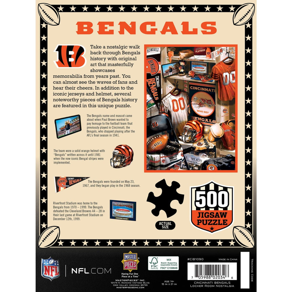 Cincinnati Bengals - Locker Room 500 Piece Jigsaw Puzzle