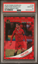 Graded 2018 Panini Donruss Cristiano Ronaldo #156 Press Proof Red Soccer Card PSA 10 Gem Mint (ONLINE ORDER ONLY)