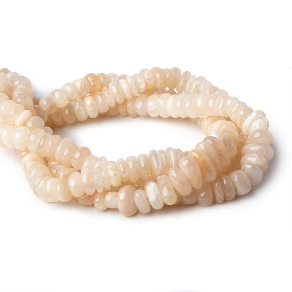 Peach Moonstone & Rainbow Moonstone center drill nuggets 16 inch 72 beads (ONLINE ORDER ONLY)
