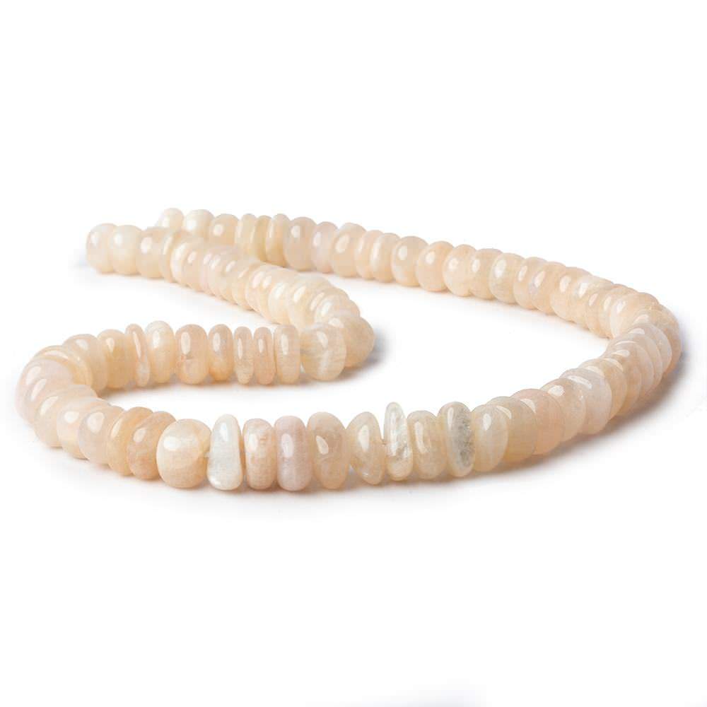 Peach Moonstone & Rainbow Moonstone center drill nuggets 16 inch 72 beads (ONLINE ORDER ONLY)