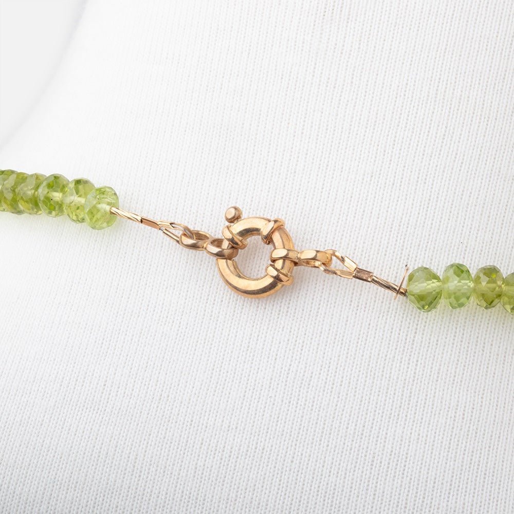 Peridot Faceted Rondelle Necklace with a 14kt Gold Clasp AAA (ONLINE ORDER ONLY)