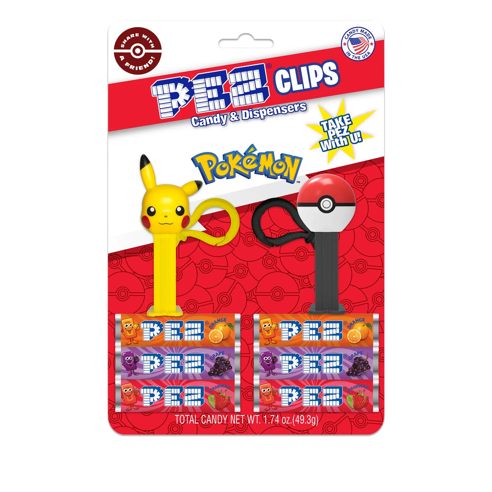 Pez Clips Pokemon - Pikachu and Pokeball (ONLINE ORDER ONLY)