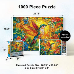 Stained Glass - Glorious Hummingbird 1000 Piece Jigsaw Puzzle