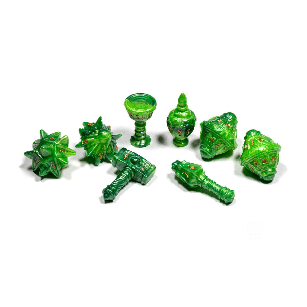 PolyHero Cleric 8 Dice Set - Verdant Viridian (ONLINE ORDER ONLY)