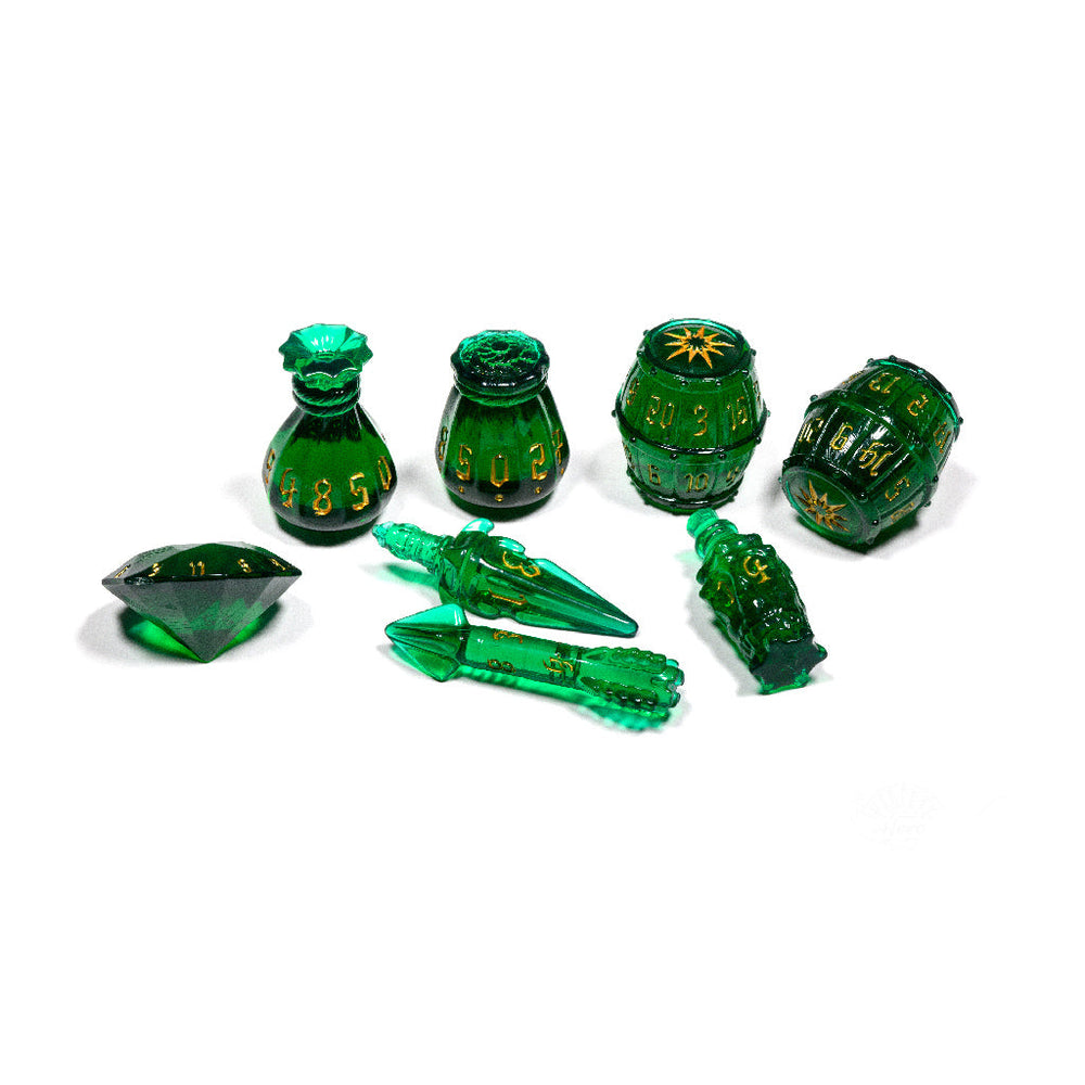 PolyHero Rogue 8 Dice Set - Emerald Emissary (ONLINE ORDER ONLY)