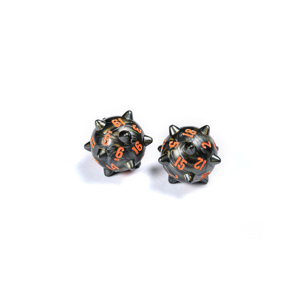 PolyHero 2d20 Warrior Spiked Balls - Steel Grey (ONLINE ORDER ONLY)