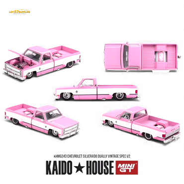 (Pre-Order) Mini GT x Kaido House Chevrolet Silverado Dually Vintage Spec V2 Pink 1:64 (ONLINE ORDER ONLY)