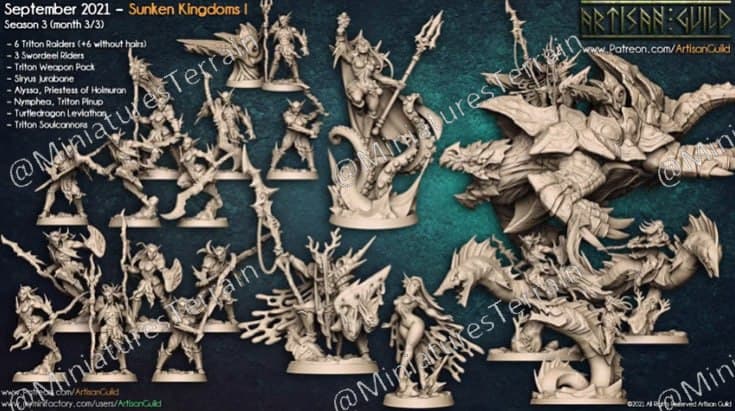 3D Printed Artisan Guild Triton Soulcannon Sunken Kingdom 28mm 32mm (Online Only)