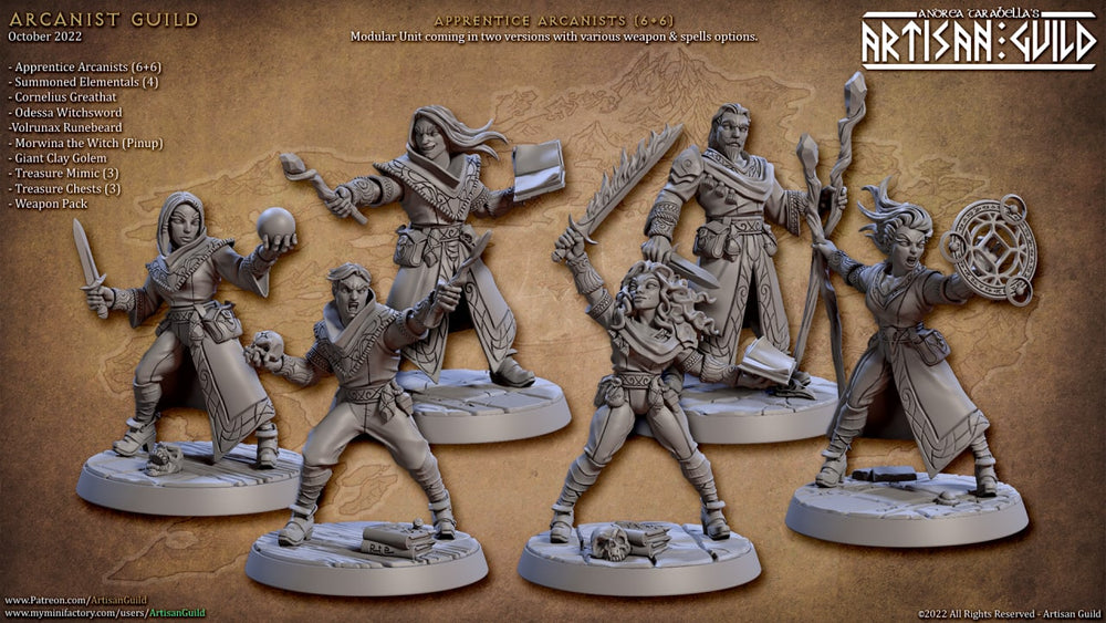 3D Printed Artisan Guild Apprentice Arcanist Set Arcanists Guild 28mm 32mm (Online Only)