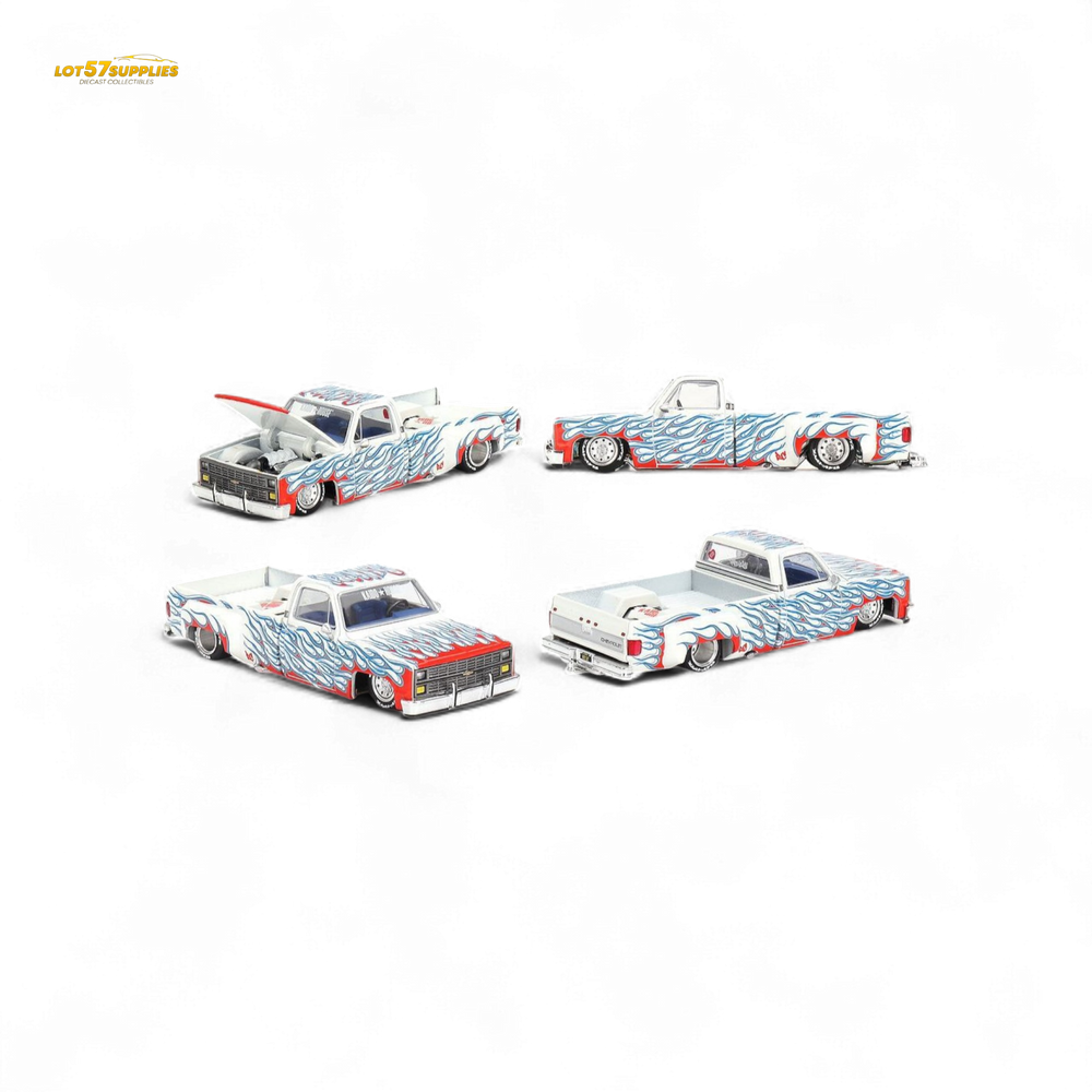 Mini GT x Kaido House Chevrolet Silverado DUALLY on Fire V2 1:64 KHMG157 (ONLINE ORDER ONLY)