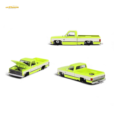 Mini GT x Kaido House Chevrolet Silverado FLO YELLOW 1:64 KHMG112 (ONLINE ORDER ONLY)