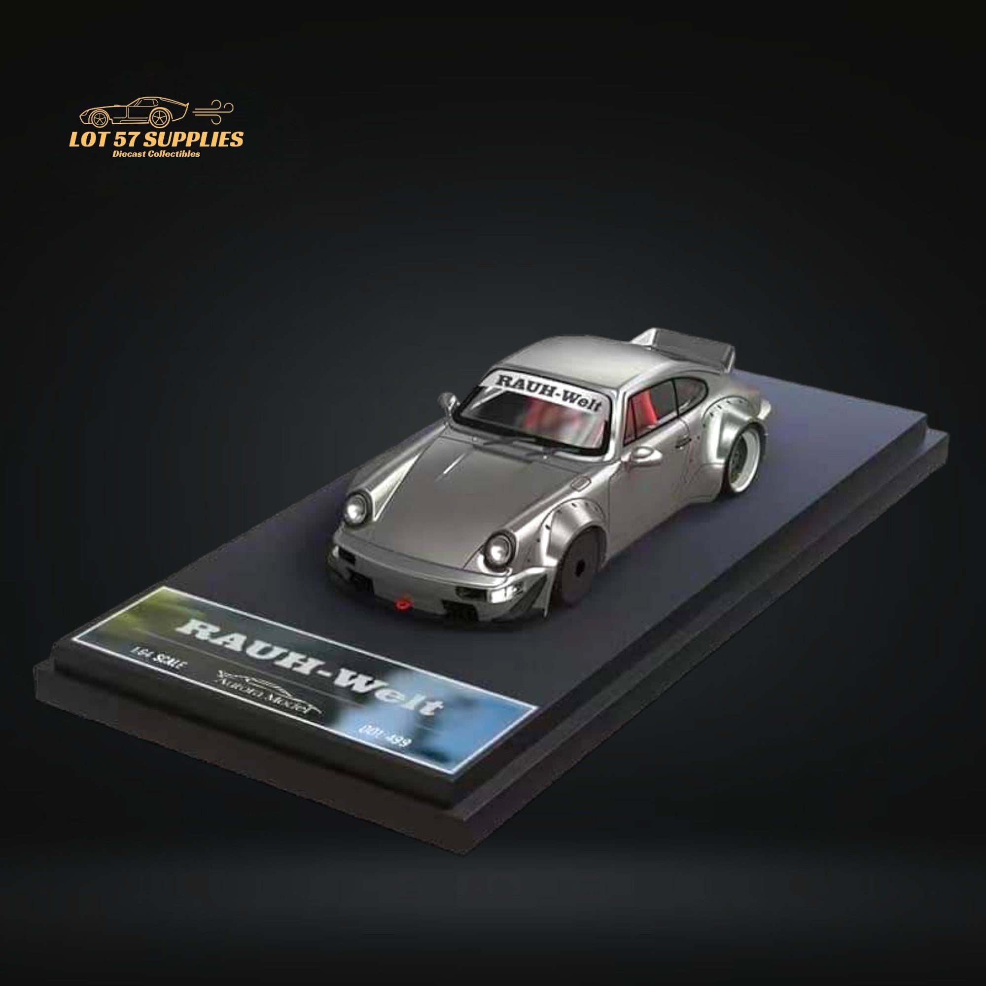 AuroraModel Porsche RWB 964 Liquid Silver DUCKTAIL 1:64 (ONLINE ORDER ONLY)