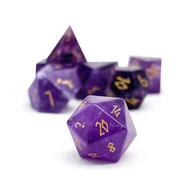 Amethyst - Pebble RPG Set Gemstone Dice (Online Only)