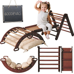 Pikler Triangle Set for Toddlers: Triangle Ladder + Climbing Arch + Slide Board + Cushion (ONLINE ORDER ONLY)