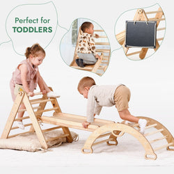 Pikler Triangle Set for Toddlers: Triangle Ladder + Climbing Arch + Slide Board + Cushion (ONLINE ORDER ONLY)