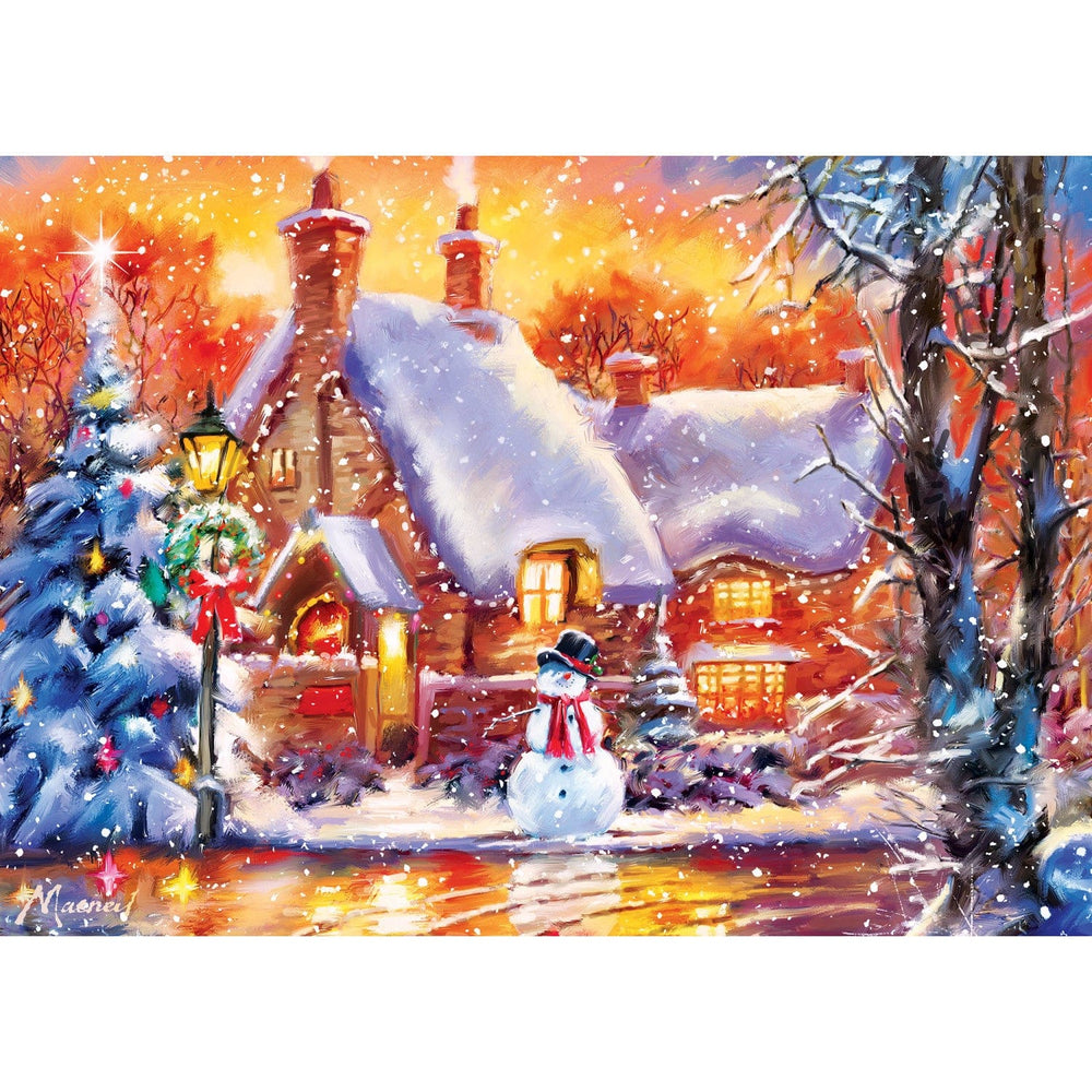 Sparkle & Shine - Snowman Cottage 500 Piece Glitter Jigsaw Puzzle (ONLINE ORDER ONLY)