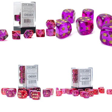 Chessex Gemini Translucent Red-Violet/Gold Dice – Choose Format
