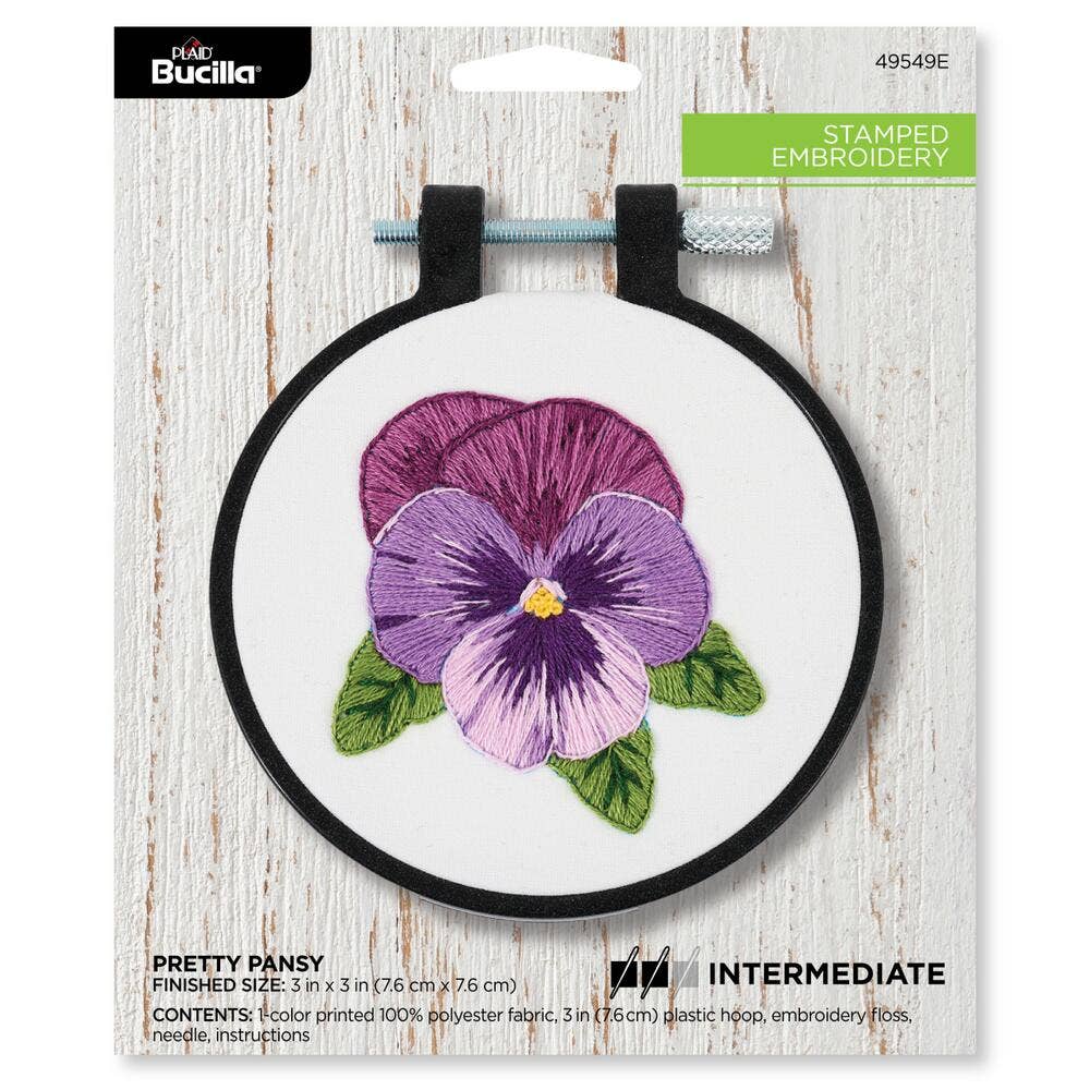 Plaid Crafts - Bucilla Stamped Embroidery Kit 3" Pretty Pansy (ONLINE ORDER ONLY)