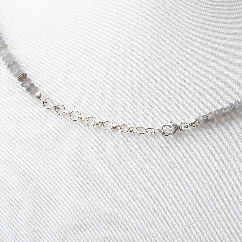 Platinum Moonstone Plain Rondelle Necklace AAA (ONLINE ORDER ONLY)