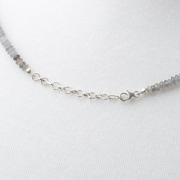 Platinum Moonstone Plain Rondelle Necklace AAA (ONLINE ORDER ONLY)
