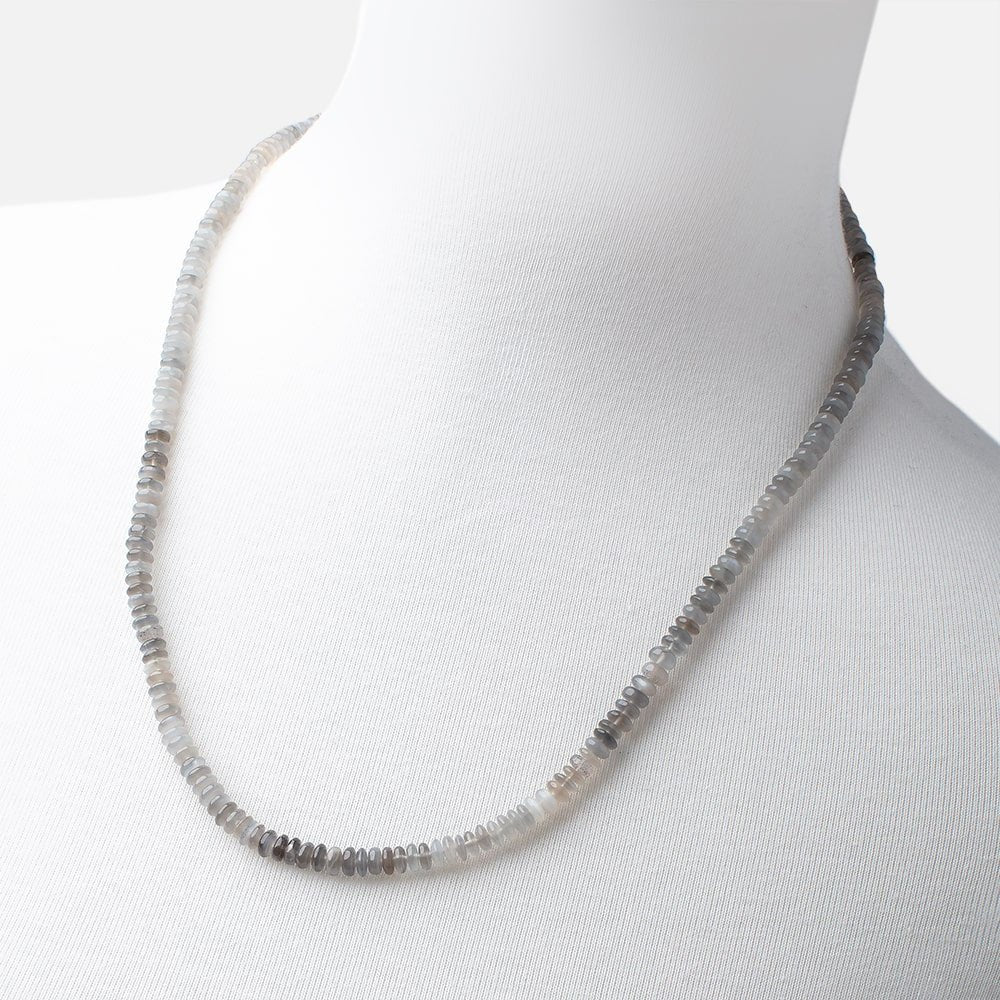Platinum Moonstone Plain Rondelle Necklace AAA (ONLINE ORDER ONLY)