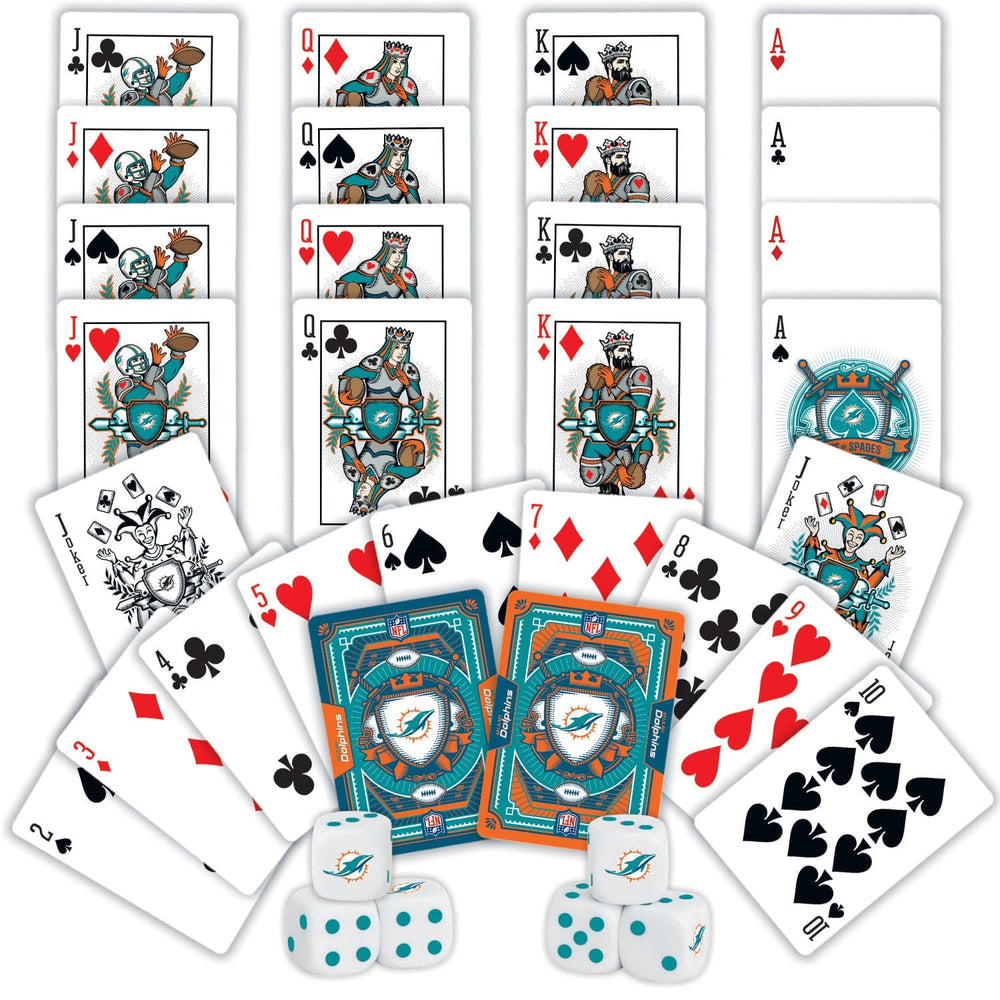Miami Dolphins - 2-Pack Playing Cards & Dice Set (ONLINE ORDER ONLY)