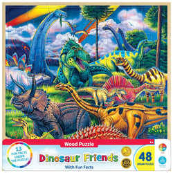 Wood Fun Facts - Dinosaur Friends 48 Piece Wood Jigsaw Puzzle (ONLINE ORDER ONLY)
