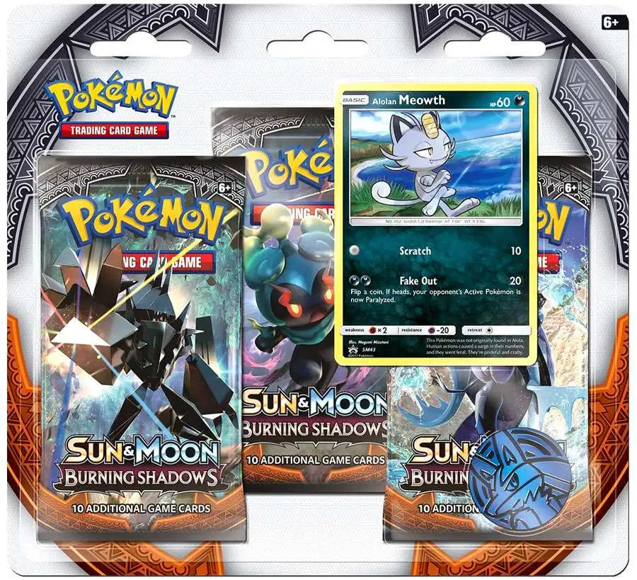 Sun & Moon: Burning Shadows - 3-Pack Blister (Alolan Meowth) (ONLINE ORDER ONLY)