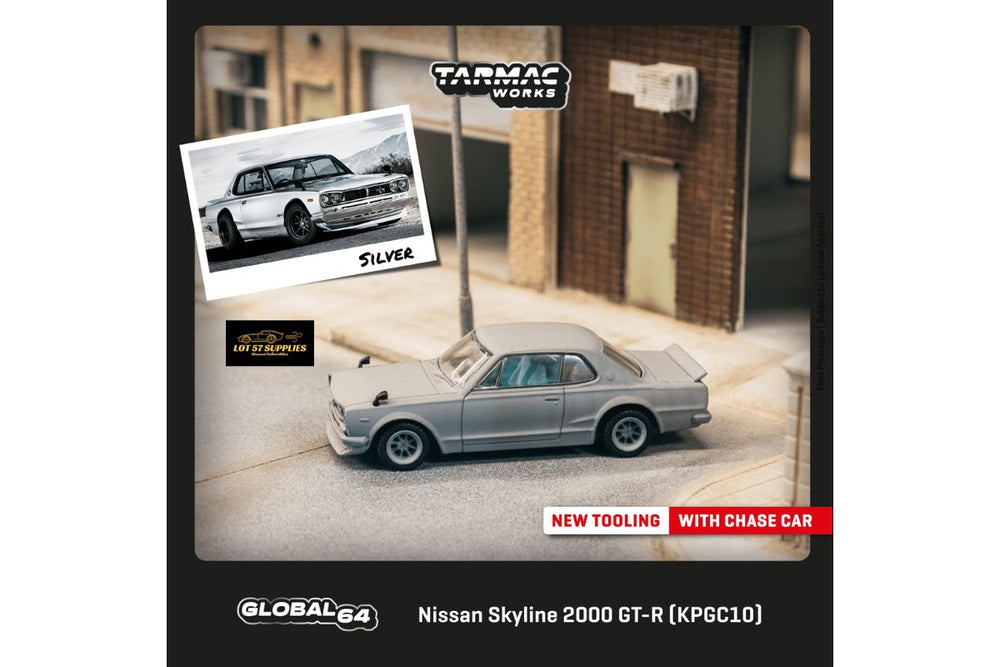 Tarmac Works Global64 Nissan Skyline 2000 GT-R in Silver T64G-043-SL 1:64 (ONLINE ORDER ONLY)