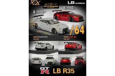 Error404 LB-Works Nissan Skyline GT-R R35 Fighter Grey / Candy Red Limited to 299 Pcs Each 1:64 (ONLINE ORDER ONLY)