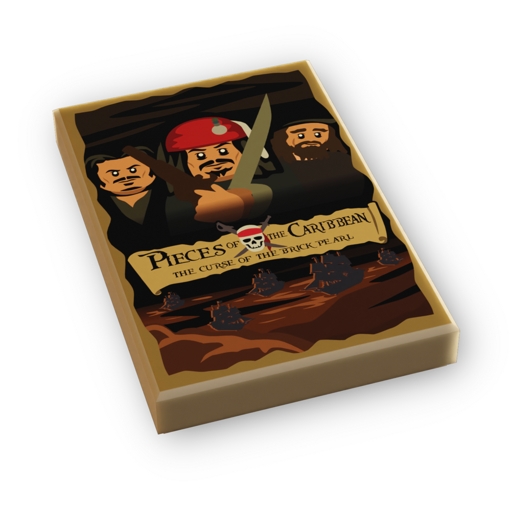 Pieces of the Caribbean: Curse of the Brick Pearl Movie Cover (2x3 Tile) made using LEGO part (Online Order Only)