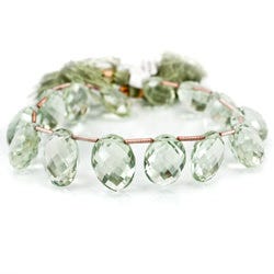 Prasiolite Beads Top Drilled Faceted Oval 8 inches 14 beads (ONLINE ORDER ONLY)