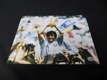 #10 Diego Maradona Argentina Champion Signed 8x10 Photo Heritage COA A41012 (Online Order Only)