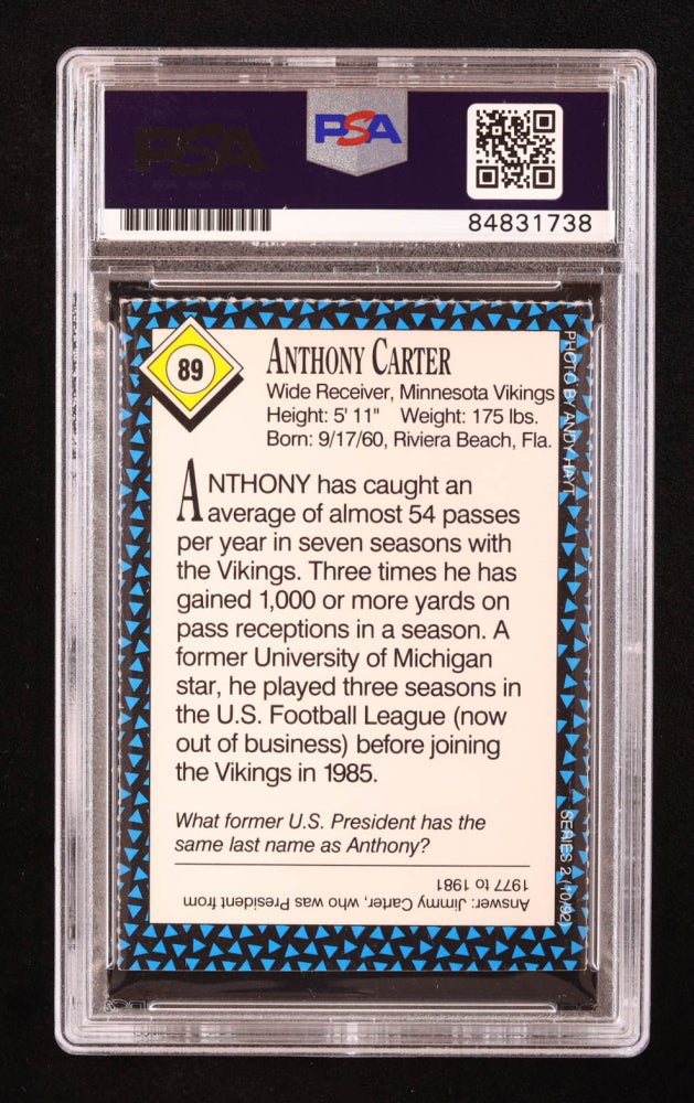 Anthony Carter Signed 1992 Sports Illustrated for Kids II #89 FB (PSA) (Online Order Only)
