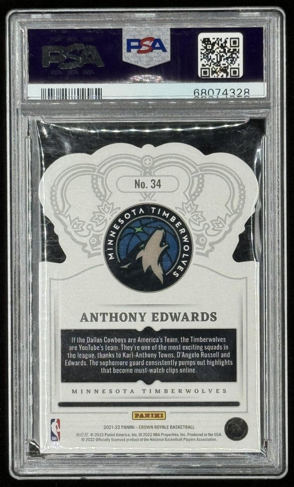 Anthony Edwards 2021-22 Crown Royale Crystal Blue #34 #54/99 (PSA 9) (Online Order Only)