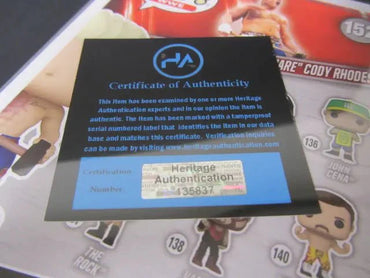 Cody Rhodes WWE Wrestling Signed Funko Pop #152 w COA 135837 (Online Order Only)