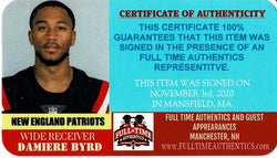 Damiere Byrd New England Patriots Autographed 8x10 Photo Full Time coa (Online Order Only)