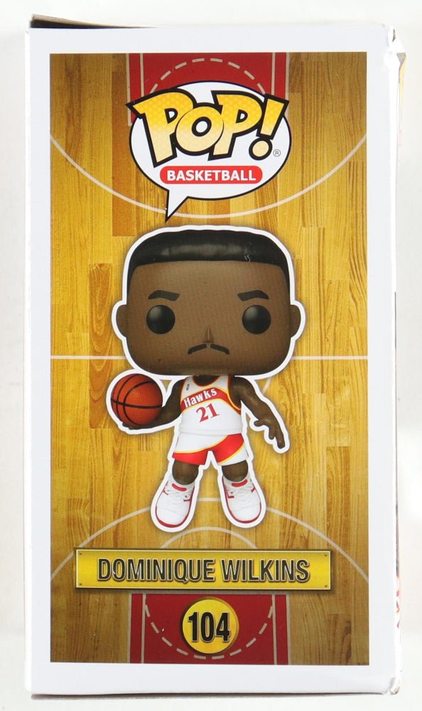 Dominique Wilkins Signed Hawks #104 Funko Pop! Vinyl Figure (JSA) (Online Order Only)