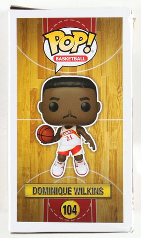 Dominique Wilkins Signed Hawks #104 Funko Pop! Vinyl Figure (JSA) (Online Order Only)