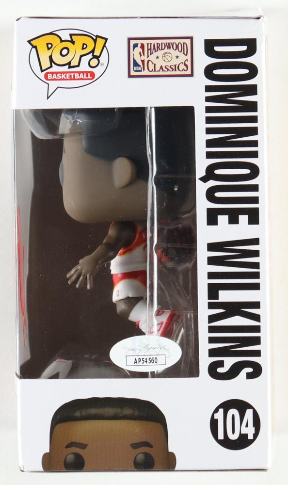 Dominique Wilkins Signed Hawks #104 Funko Pop! Vinyl Figure (JSA) (Online Order Only)