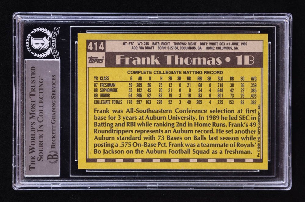 Frank Thomas Signed 1990 Topps #414B RC (BGS) Rookie Card (Online Order Only)