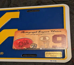 Geno Smith Signed West Virginia  License Plate EUA COA 115030 (Online Order Only)