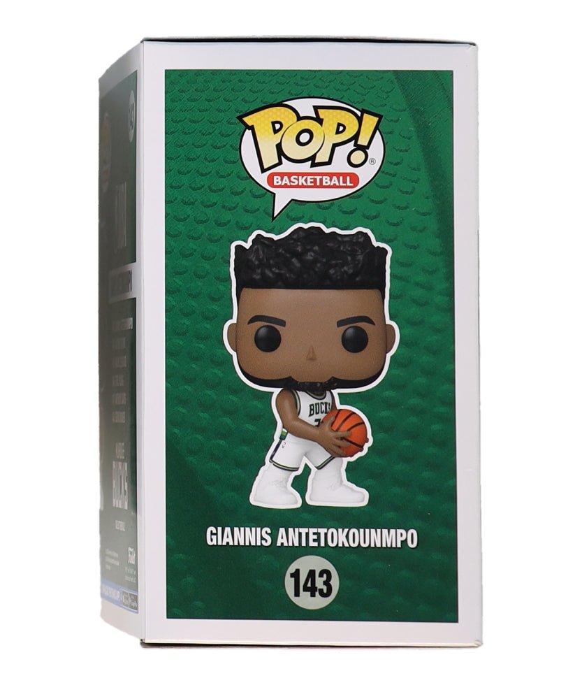 Giannis Antetokounmpo Signed Bucks #143 Funko Pop! Vinyl Figure (JSA) JSA Witnessed (Online Order Only)