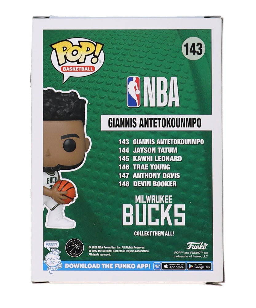 Giannis Antetokounmpo Signed Bucks #143 Funko Pop! Vinyl Figure (JSA) JSA Witnessed (Online Order Only)