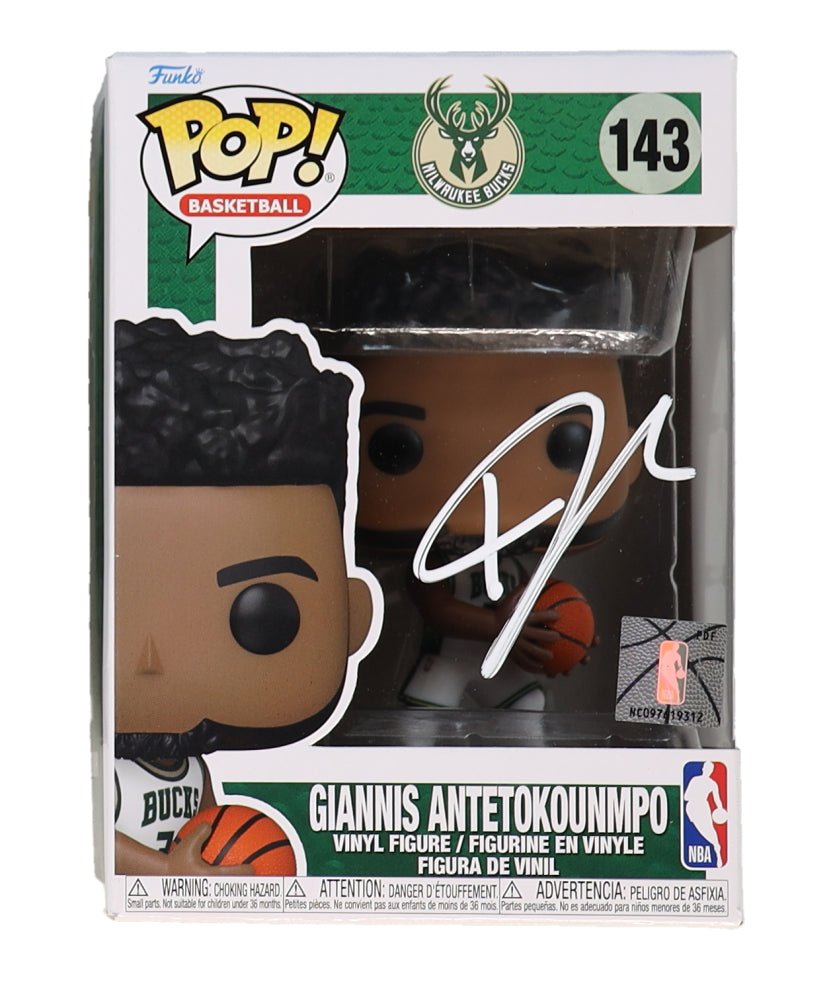 Giannis Antetokounmpo Signed Bucks #143 Funko Pop! Vinyl Figure (JSA) JSA Witnessed (Online Order Only)