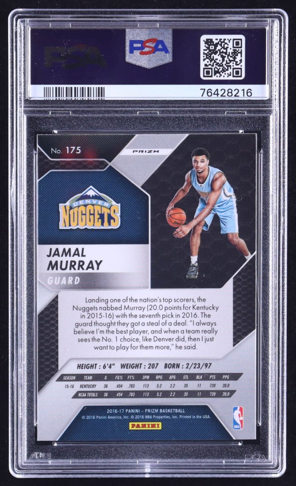 Jamal Murray Signed 2016-17 Panini Prizm Prizms Starburst #175 RC (PSA 9 | Autograph Grade 10) (Online Order Only)