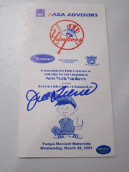 Joe Torre of the NY Yankees signed autographed program TAA COA 035 (Online Order Only)