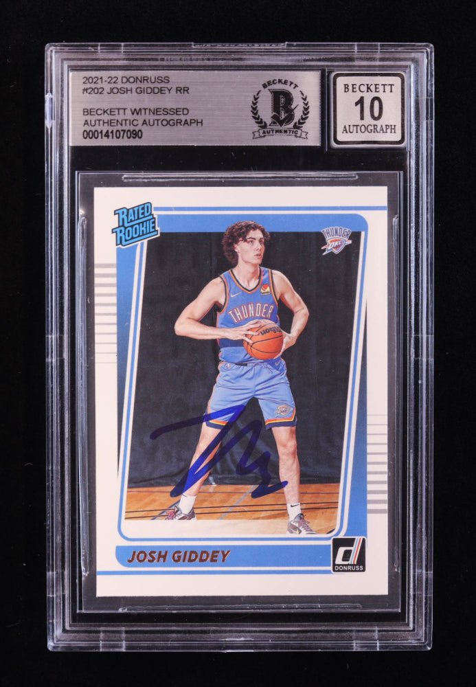 Josh Giddey Signed 2021-22 Donruss #202 RR RC (BGS | Auto 10) Rookie Card | Beckett Witnessed (Online Order Only)